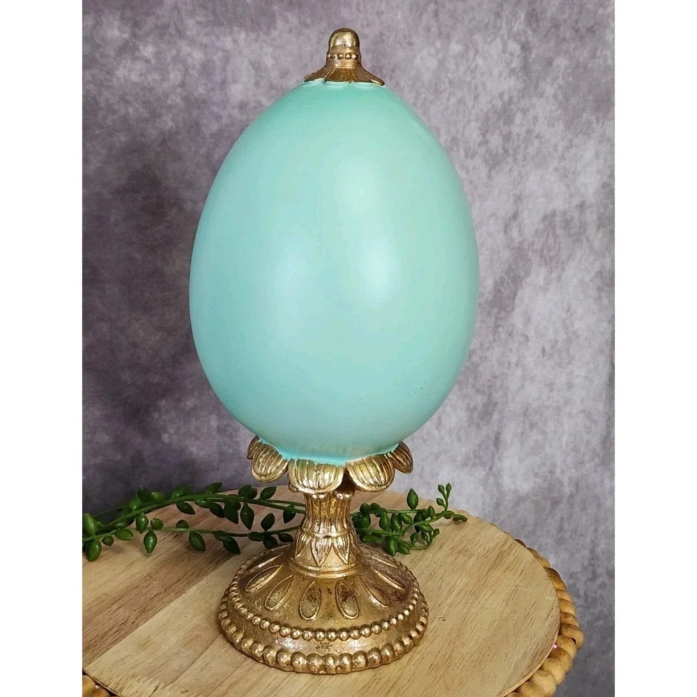 Easter Diorama Green Gold Sheep Lamb Cross Figurine Pedestal Resin 10